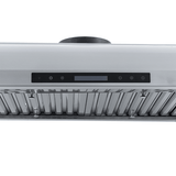 ProlineRangeHoods.com PLJW 117 is a stainless under-cabinet range hood with control panel, vent slats, 900 CFM baffle filters.