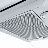 Close-up of Proline PLFW 544’s filter and light, quiet 600 CFM. Convertible. ProLineRangeHoods.com.