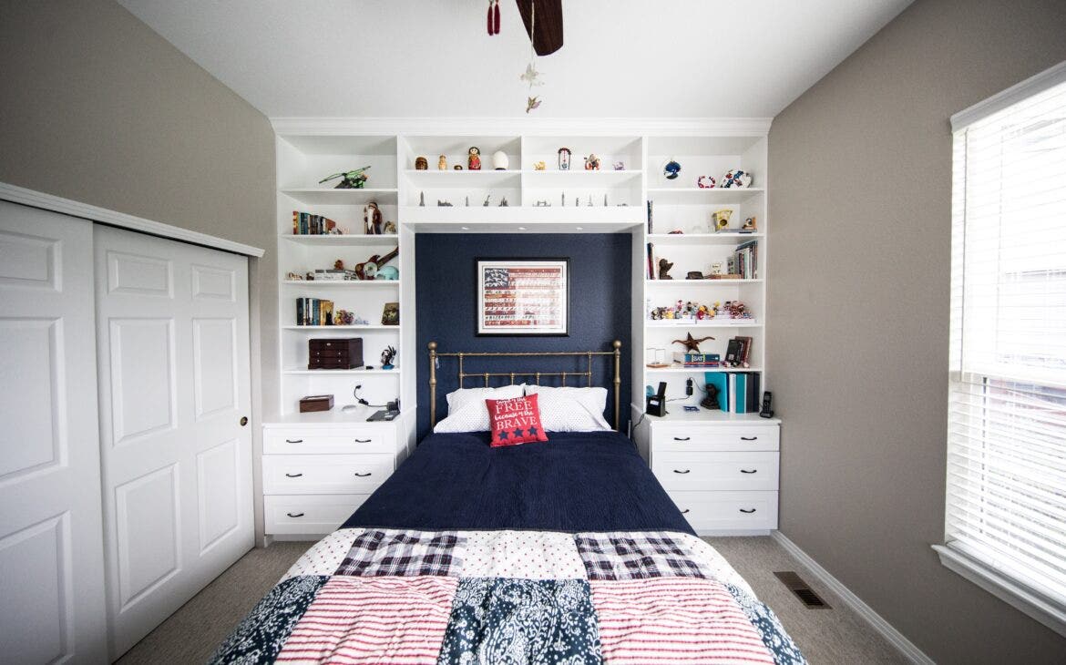 Bedroom with Open Shelving
