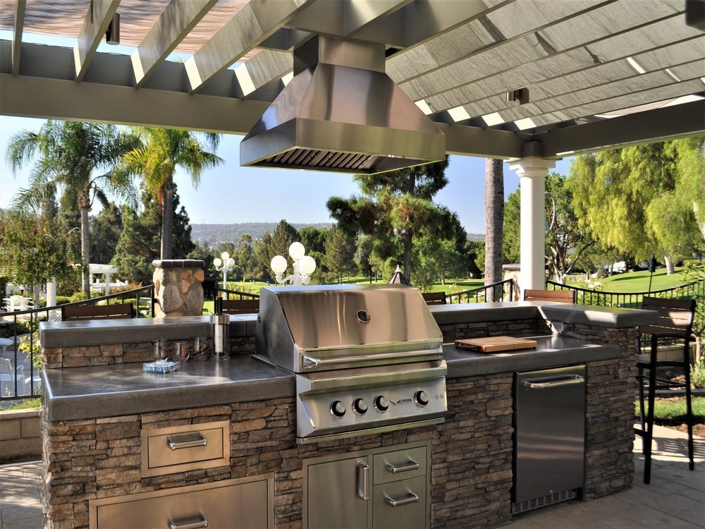 Beautiful Range Hood Photos - Outdoor Kitchen with Fantastic View