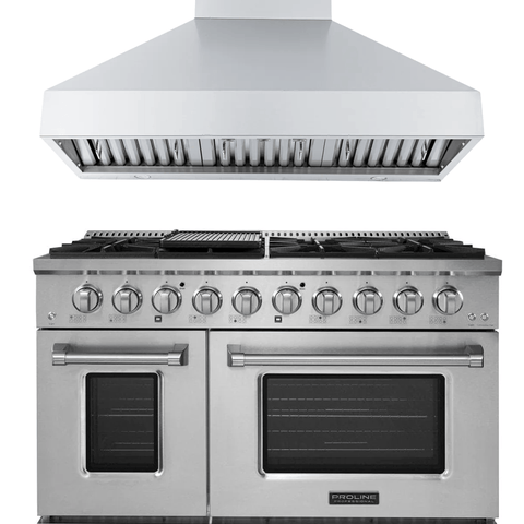 Proline PLSR 48" Dual Fuel Range + PLJW 104 Professional Wall-Mounted Range Hood 48" Bundle — Save 10%