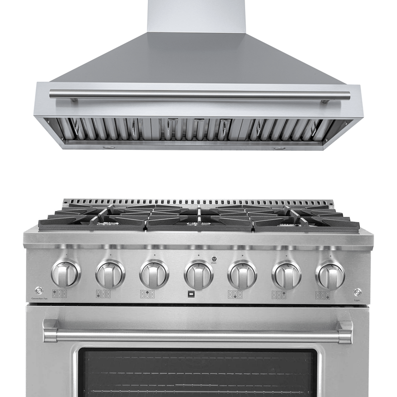 ProlineRangeHoods.com: PLSR 36" Dual Fuel Range and PLJW 104 36" Range Hood bundle—save 10% when you buy together.