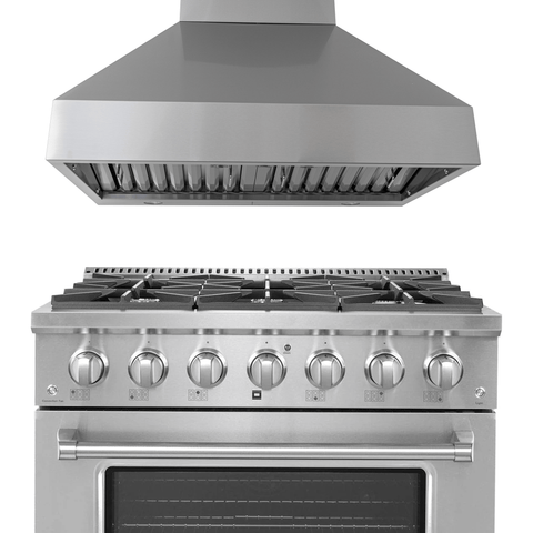 Proline PLSR 36" All-Gas Range + PLJW 104 Professional Wall-Mounted Range Hood 36" Bundle — Save 10%