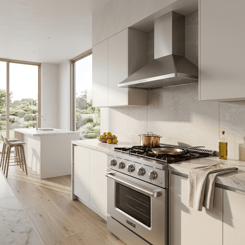 Proline PLSR 30" All-Gas Range + PLJW 129 Ducted Wall-Mounted Range Hood 30" Bundle — Save 10%