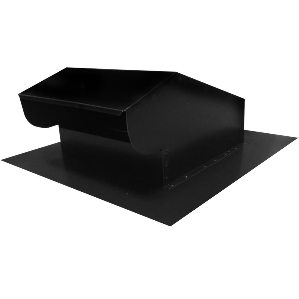 A black metal Vexair Roof Cap with a rectangular shape and angled top, designed for attic ventilation by ProlineRangeHoods.com.