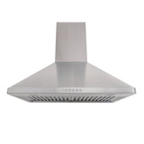 The Proline PLJW 129 wall-mounted range hood by ProlineRangeHoods.com features a sleek stainless steel finish, offering 900/1200 CFM.