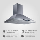 30 and 36 - inch Wall - Mounted Range Hood in Brushed 430 Stainless Steel, 550 CFM Efficiency | Proline PLSW 520 - Proline Range HoodsHome & Garden > Kitchen & Dining > Kitchen Appliances > Range HoodsPLSW 520.30