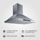 30 and 36 - inch Wall - Mounted Range Hood in Brushed 430 Stainless Steel, 550 CFM Power | Proline PLSW 129R - Proline Range HoodsHome & Garden > Kitchen & Dining > Kitchen Appliances > Range HoodsPLSW 129R.30