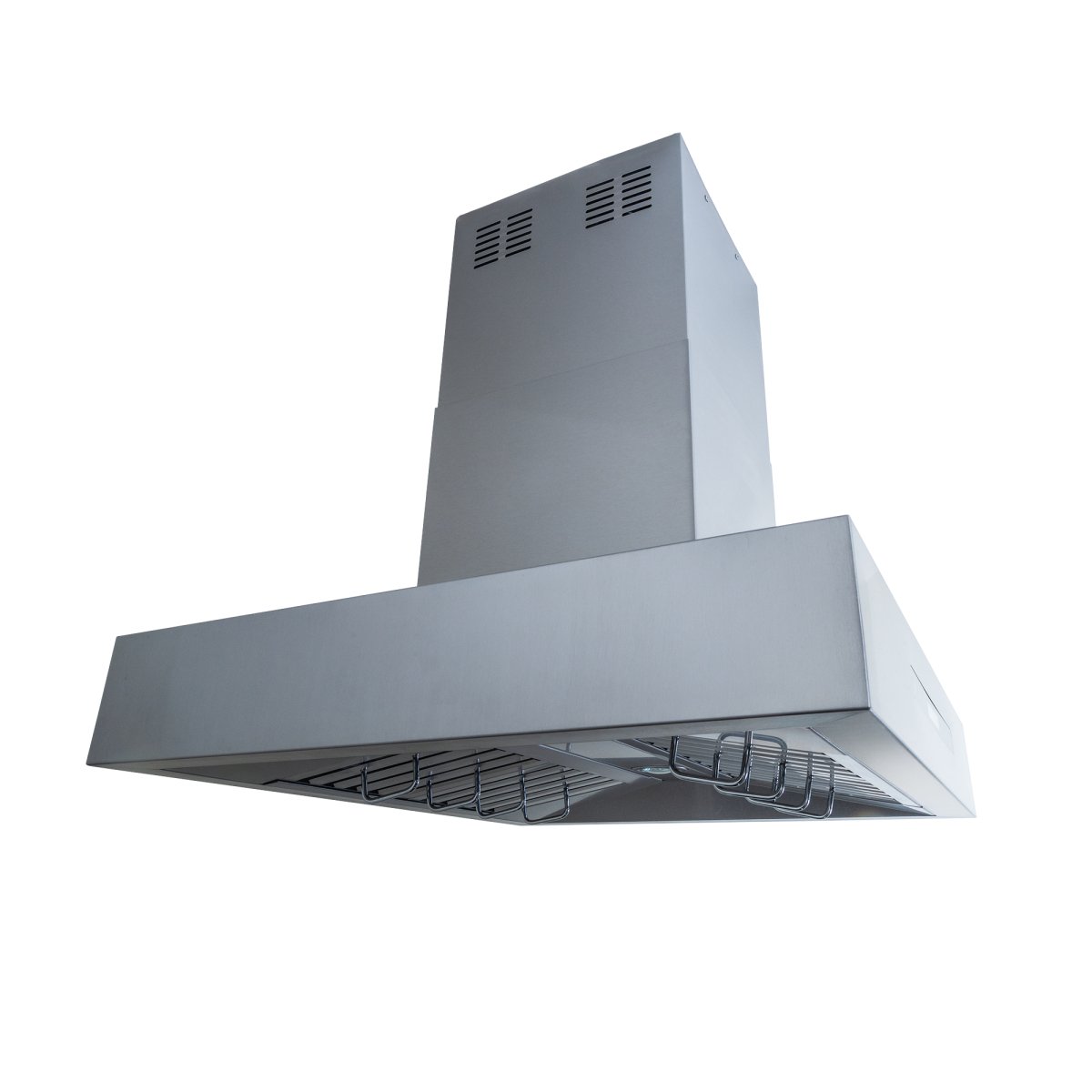 The Proline PLFI 755 Island Range Hood from ProlineRangeHoods.com, 30-36 inches in stainless steel, boasts 1100 CFM and LCD controls.