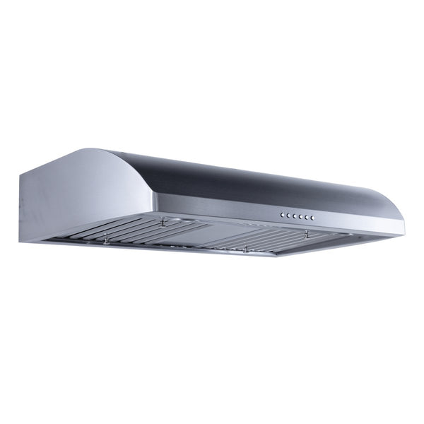 The Proline PLJW 125 from ProlineRangeHoods.com is a modern stainless steel under-cabinet range hood with 900 CFM.