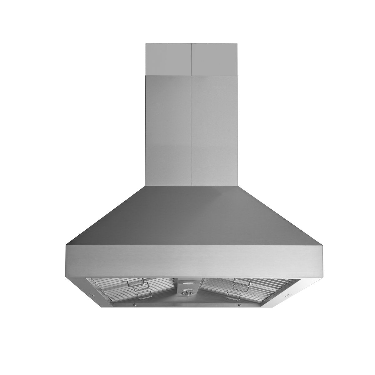 Introducing the ProlineRangeHoods.com Island Range Hood, model PLJI 103, with outdoor-rated stainless steel and 1200 CFM.