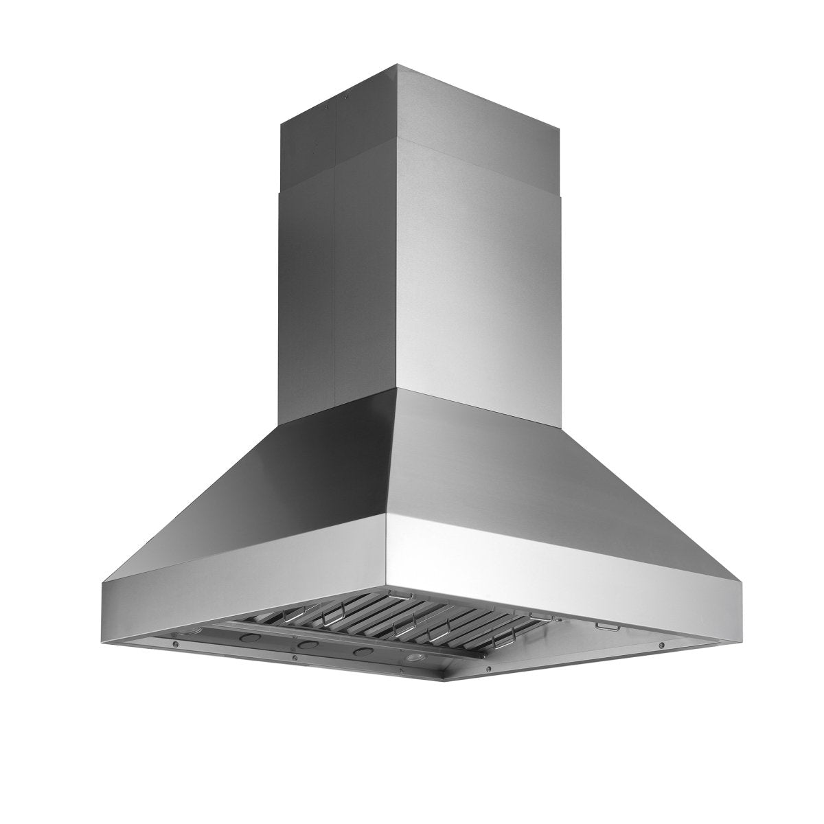 Chic and contemporary, ProlineRangeHoods.com Island Range Hood features weather-resistant 304 SS and dual motors with 1600 CFM.