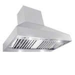 The Proline Range Hoods PLJW 104 from ProlineRangeHoods.com is a 36-inch stainless steel wall range hood with 1200 CFM and LED lights.