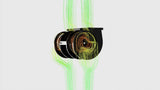 Computer simulation of airflow in a black fan with green and orange lines, for ProlineRangeHoods.com ventilation.