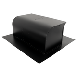 Black metal Proline Range Hoods 8″-10″ roof cap with curved top on white, from ProlineRangeHoods.com.