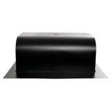 Black Proline BBQ roof cap with curved top, viewed from front on white. ProlineRangeHoods.com.