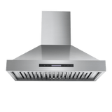ProlineRangeHoods.com King Air wall-mounted hood in stainless steel, front view, 550/1200 CFM touch controls.