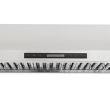 Stainless steel PLSW 115 Proline range hood with visible controls, vent slats, 600 CFM. ProlineRangeHoods.com.