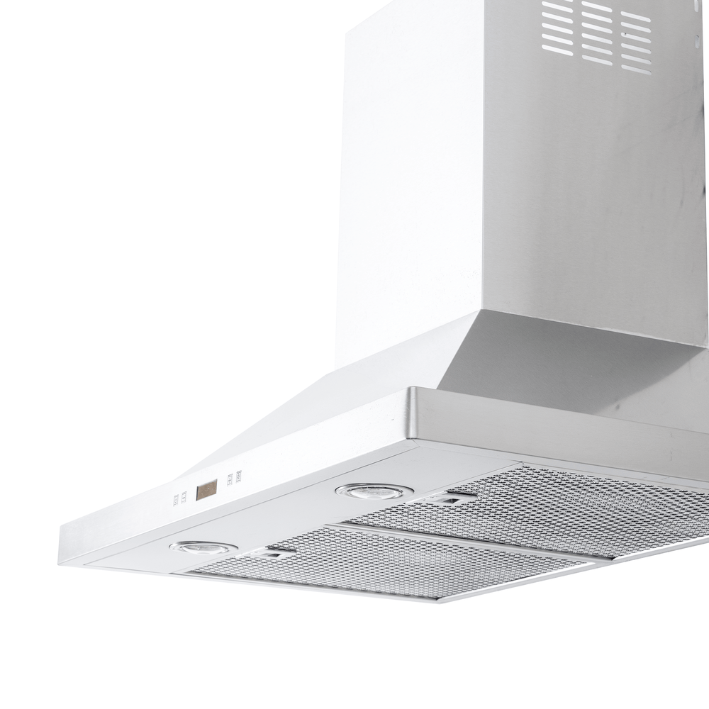 Proline PLFW 520 range hood in steel or black, mesh filters, lights; see ProlineRangeHoods.com for details.