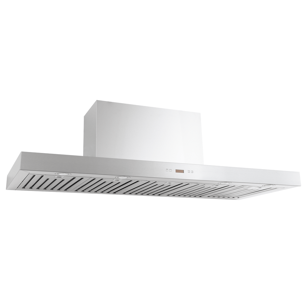 Proline PLFW 750 ducted hood: stainless finish, vent slats, digital panel; 900/1100 CFM. ProlineRangeHoods.com.