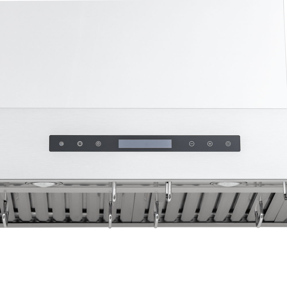 The Proline PLFW 755 range hood offers 1100 CFM, outdoor-rated steel, digital controls, hooks. ProlineRangeHoods.com.