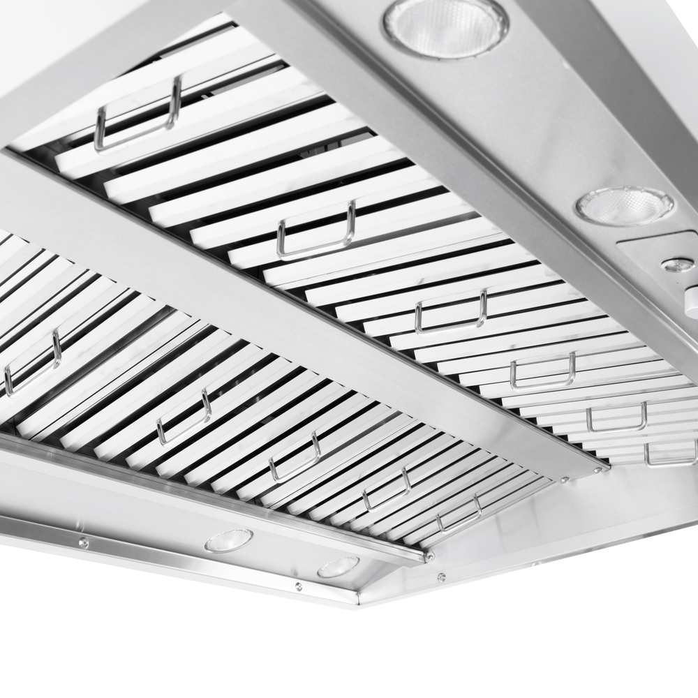 ProlineRangeHoods.com PLGI 104 HE Island Hood in stainless steel, sizes 36″-60″, bright lights, 1200 CFM blower.