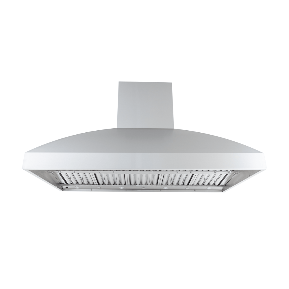 ProlineRangeHoods.com PLGI BBQ Pro: island ducted range hood, 2000 CFM, thick 304 stainless steel for outdoor kitchens.