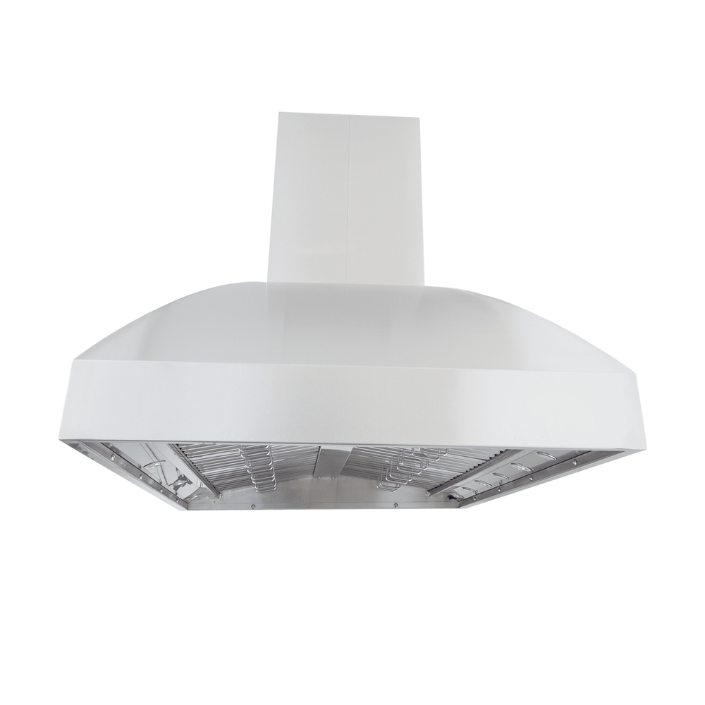 ProlineRangeHoods.com PLGI BBQ Pro Island Hood: 304 stainless, curved design, 2000 CFM—great for outdoor kitchens.