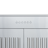 Proline PLGL 185 600CFM Range Hood close-up, dual blowers, steel finish, controls, filters. ProlineRangeHoods.com.