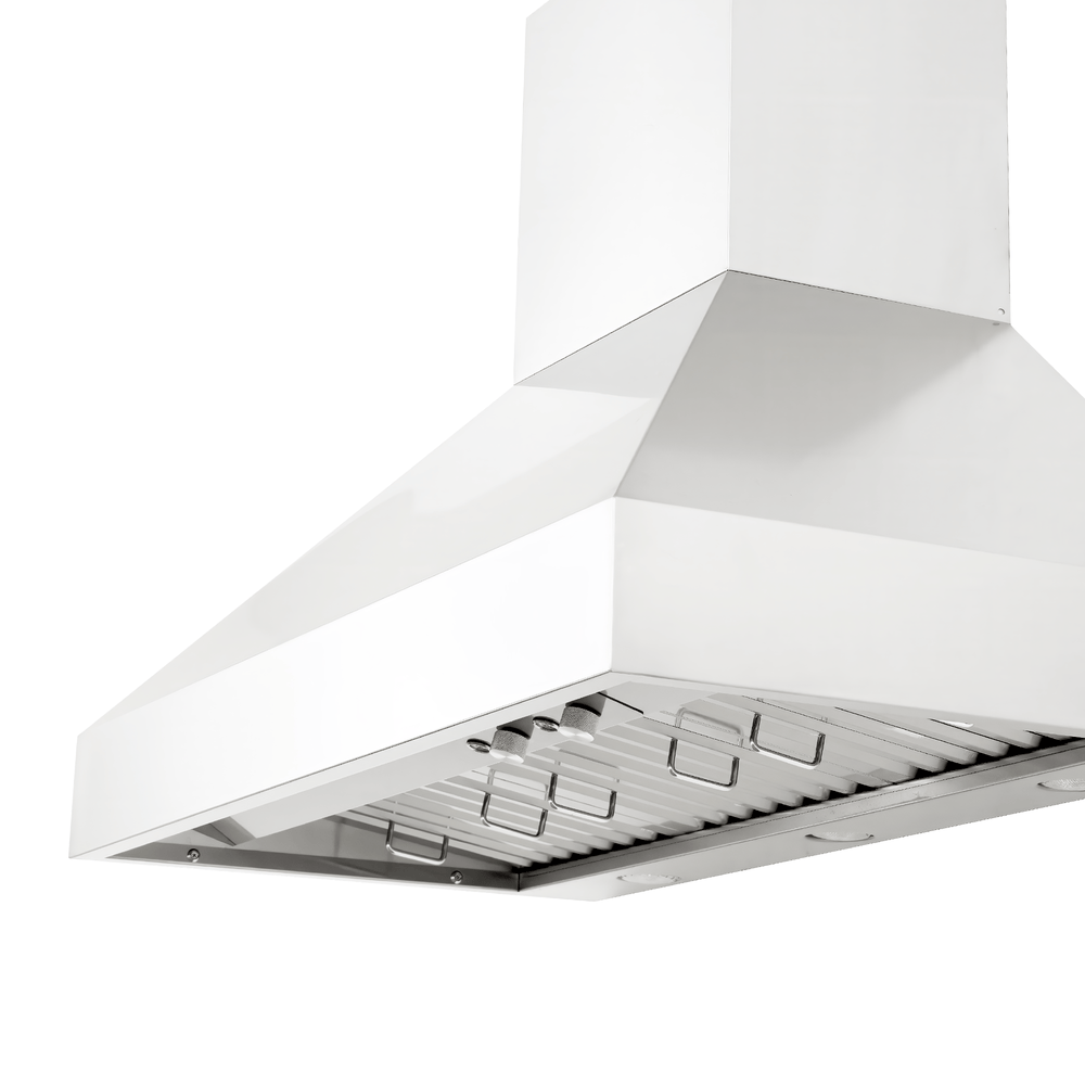 A Proline PLGW 104 HE range hood from ProlineRangeHoods.com, shown from below, made of outdoor-rated stainless steel.
