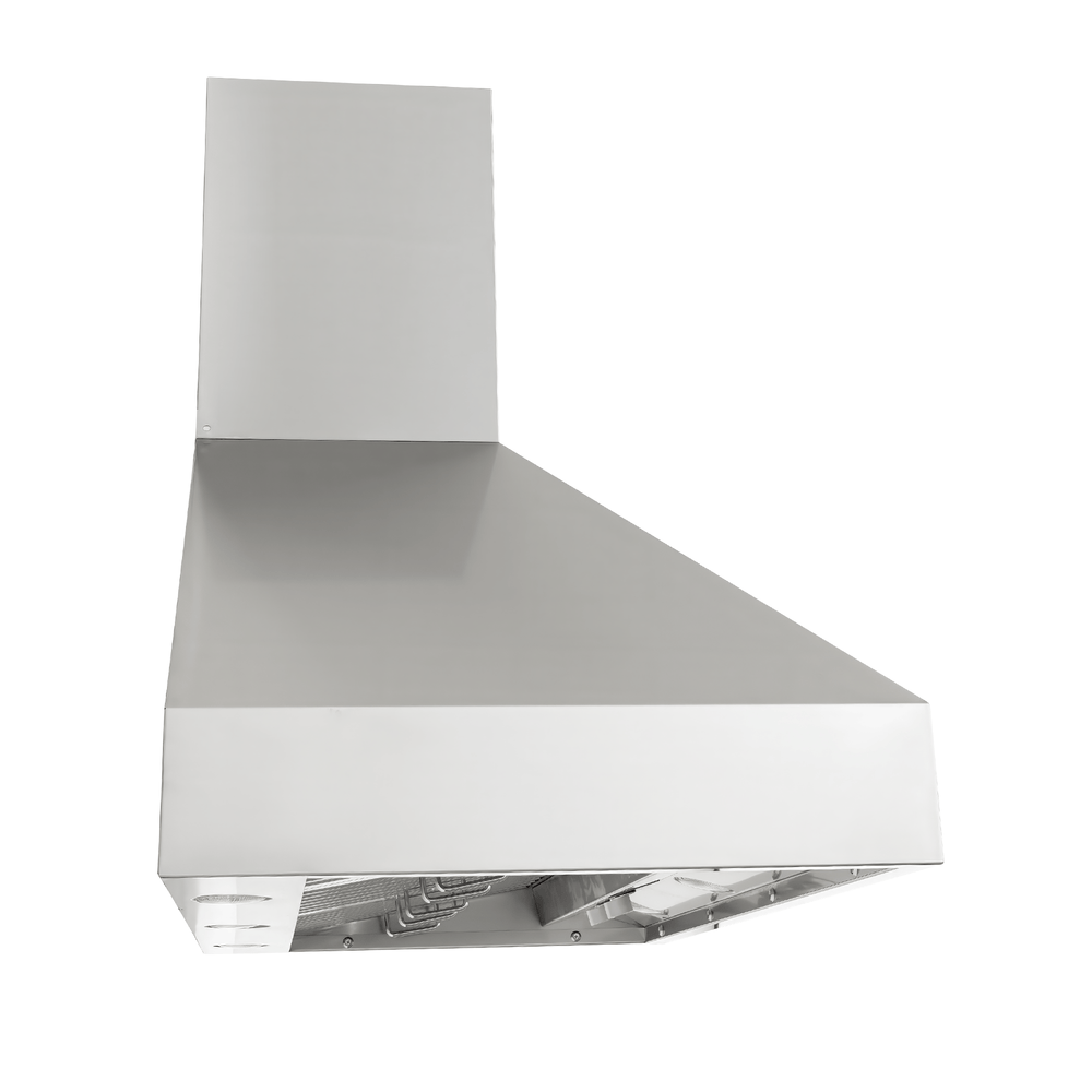 ProlineRangeHoods.com: Proline PLGW 104 HE Wall-Mounted Range Hood, outdoor stainless steel, low front angle, white background.