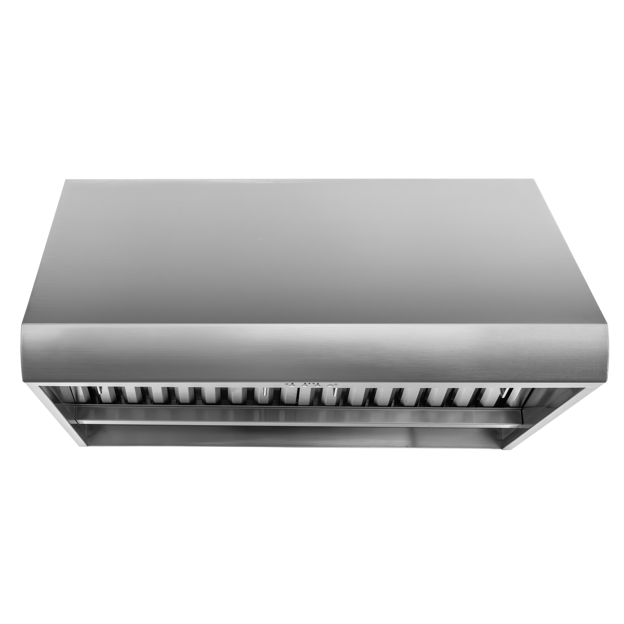 Proline PLJW 109 Wall-Mounted Range Hood, stainless steel, top view; 1000/2000 CFM. ProlineRangeHoods.com.