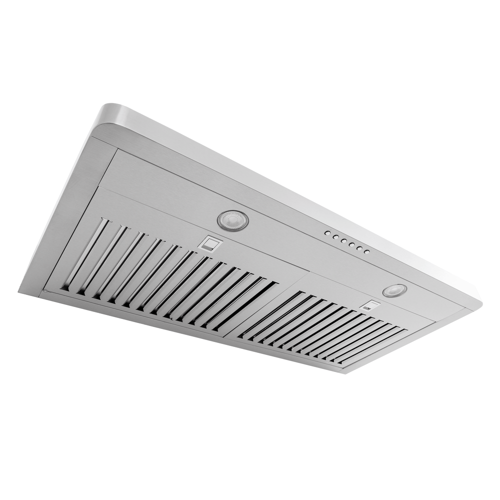 Proline PLJW 185 Slim Range Hood in stainless steel with dual blowers, vents; ProlineRangeHoods.com.
