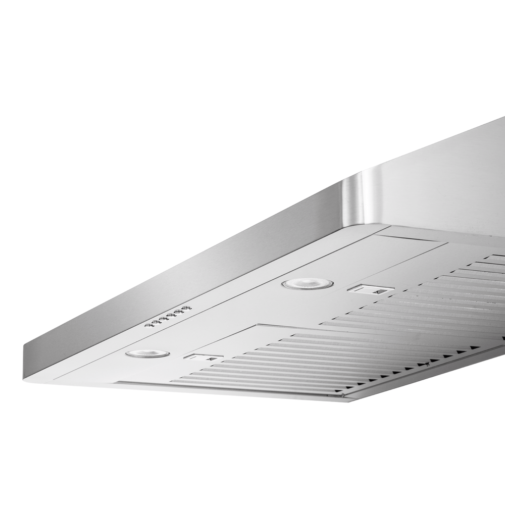 Proline PLJW 185 Slim Range Hood, 600 CFM, stainless steel, ductless option, lights—ProlineRangeHoods.com.