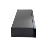 Black rectangular stainless steel enclosure with screws, low front view, ProlineRangeHoods.com style.