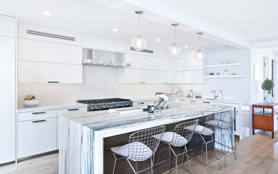 Customer kitchen with the Proline PLFW 750 - Ducted Wall-Mounted Range Hood, 900/1100 CFM | Stainless Steel Finish