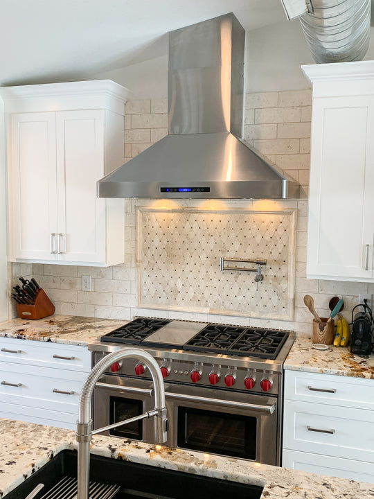 42-Inch Range Hoods Proline Range Hoods 430 Stainless Steel in Customer Kitchen  (PLJW 130.30 | PLJW 130.36 | PLJW 130.42 | PLJW 130.48)