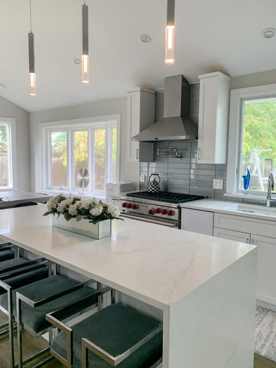 Customer kitchen with the Proline PLFW 129 J - Wall-Mounted Vent Hood, 900 CFM | Stainless Steel