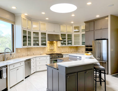 Customer kitchen with the Proline PLJW 109 - Wall-Mounted Range Hood, 1000/2000 CFM | Convertible to Ductless, Stainless Steel Finish, Outdoor Rated