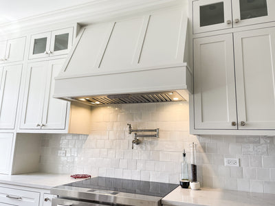 Customer kitchen with the Range Hood Insert/Liner, 15, 18 or 21 inch Deep Options, Ducted, 600/1200 CFM, Stainless Steel | Proline PLJL Hurricane