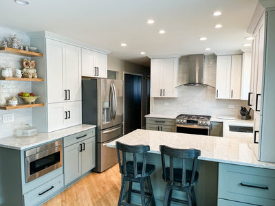 Customer kitchen with the Proline PLFW 544 - Wall-Mounted Range Hood, 600 CFM | Convertible to Ductless, Stainless Steel Finish