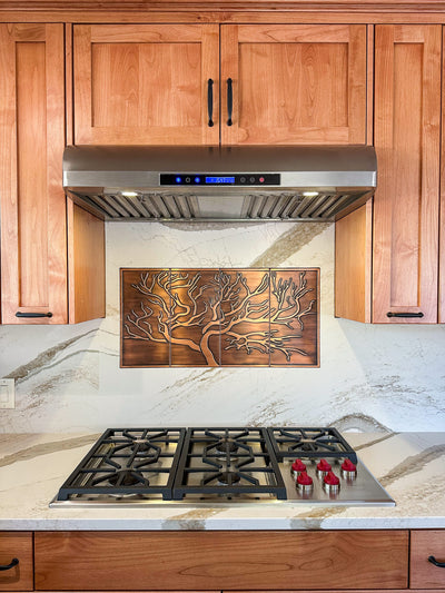 Customer kitchen with the Proline PLJW 117 - Under-Cabinet Range Hood, 900 CFM  Stainless Steel Finish