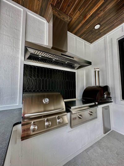 Customer kitchen with the Proline ProSW - Professional Wall-Mounted Range Hood, 1800 CFM | LED Lighting, Stainless Steel Finish