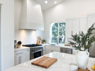 Customer kitchen with the Range Hood Insert/Liner, 15, 18 or 21 inch Deep Options, Ducted, 600/1200 CFM, Stainless Steel | Proline PLJL Hurricane