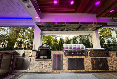 Customer kitchen with the Outdoor Vent Hood Exclusively for BBQ or Grilling, 2000 CFM, Thick 304 Stainless Steel | PLGW BBQ Ultra UC