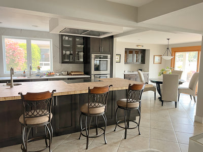 Customer kitchen with the Proline PLFI - 42-Inch Ceiling Flush Mount Range Hood, 1200 CFM | Stainless Steel Finish