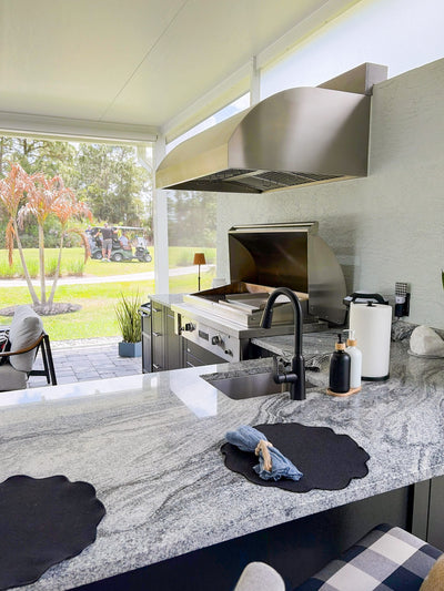 Customer kitchen with the Under-Cabinet Range hood, Ducted, 2000 CFM, Thick 304 Stainless Steel | PLGW BBQ Pro UC