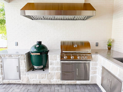 Customer kitchen with the Outdoor Vent Hood Exclusively for BBQ or Grilling, 2000 CFM, Thick 304 Stainless Steel | PLGW BBQ Ultra UC