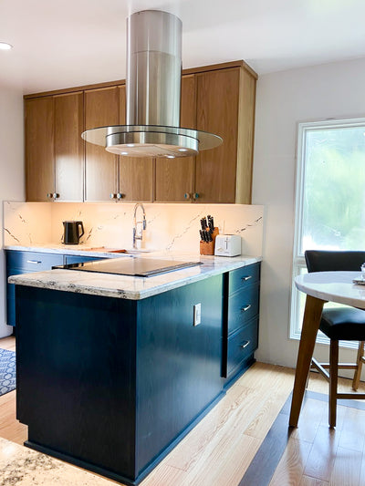Customer kitchen with the Island Range Hood with powerful 550 True-CFM in 36-inch, Stainless Steel | Elite Dream Home Brand New Series| PLSI 575G