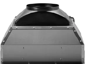 ProlineRangeHoods.com Vortex Blower Pack 1200 CFM, front view with a circular top vent, industrial air ventilation unit.